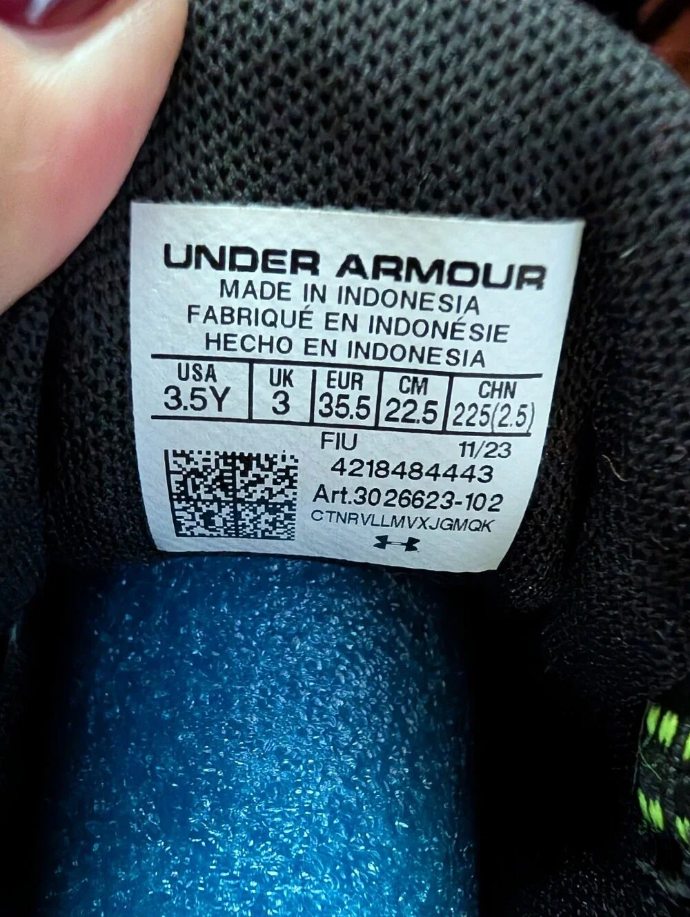 Under Armour Gray and Neon Green Kids Athletic Sneakers